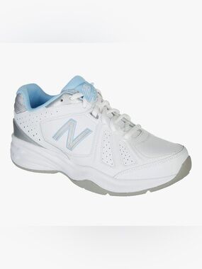 New Balance White and Light Blue Women’s Sneakers